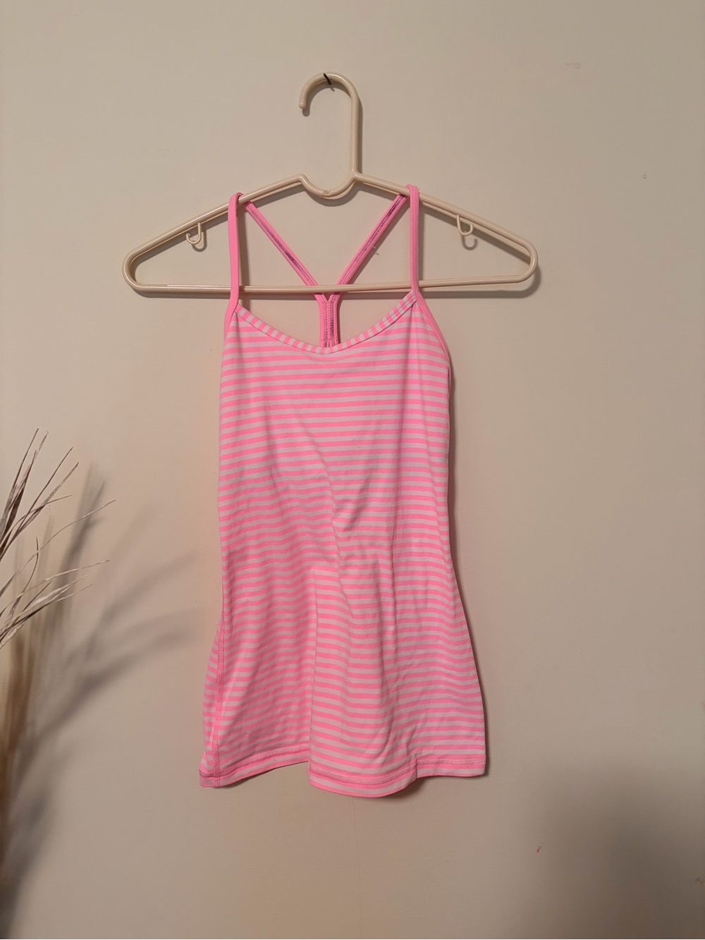 lululemon athletica Pink and White Striped Muscle Tank